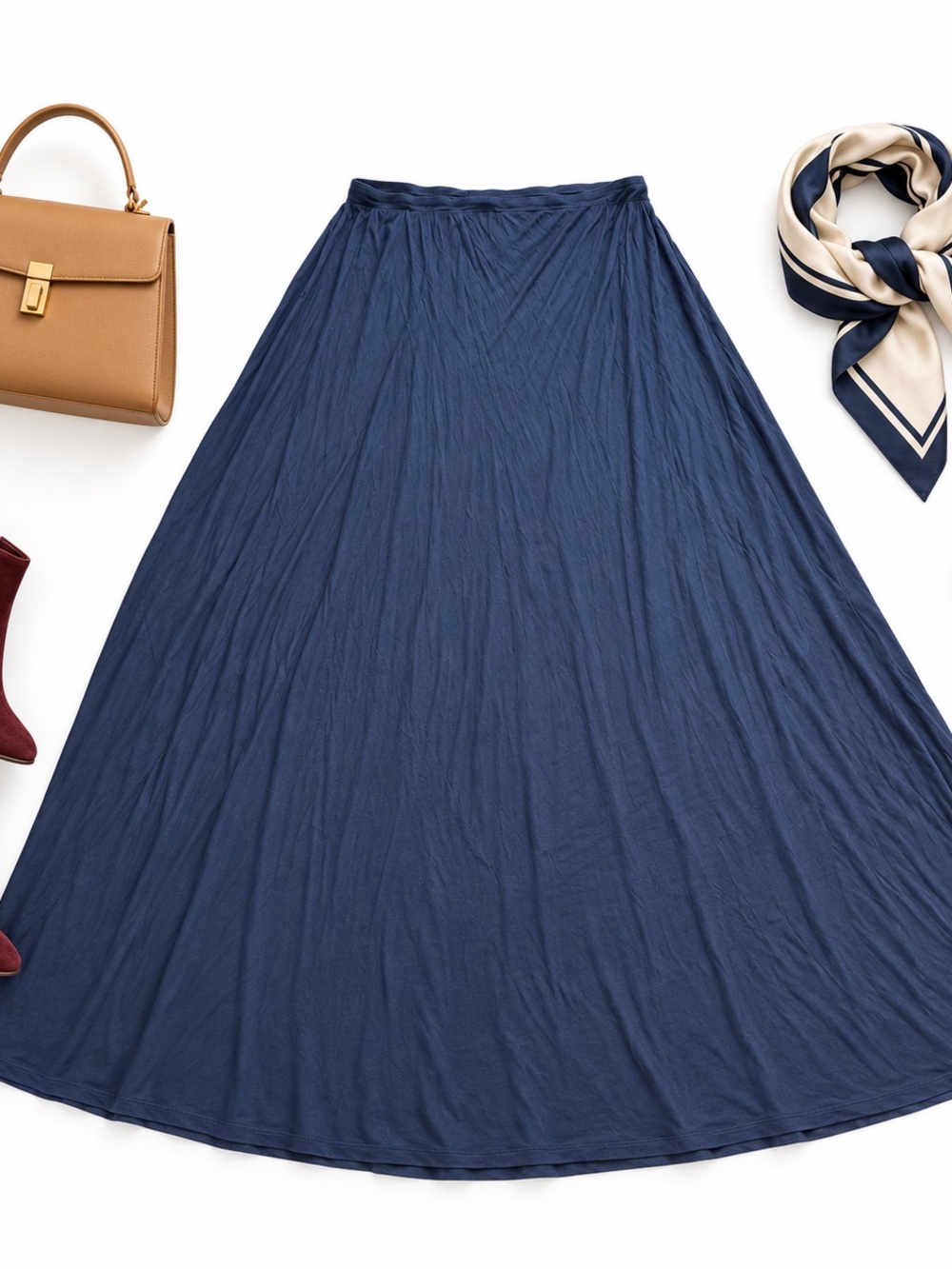 MICHAEL Michael Kors Womenโs 3X Navy Stretch Jersey Pull-On Longline Maxi Skirt